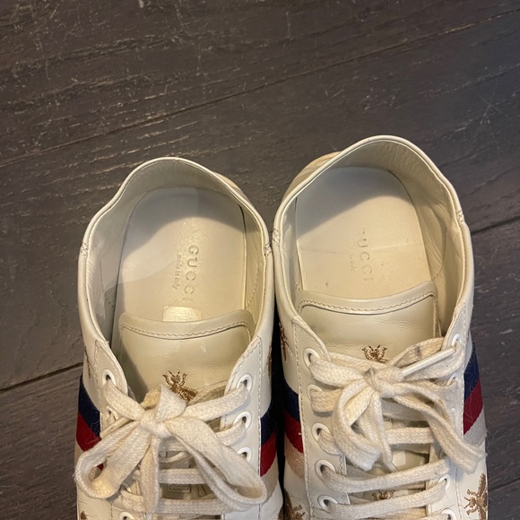 GUCCI Ace Bee Star White Leather shoe trainers Sneakers Ladies size 37 - Picture 4 of 10